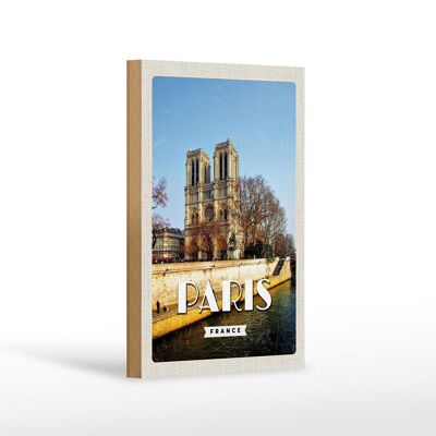 Cartel de madera viaje 12x18 cm París Francia Notre-Dame viaje