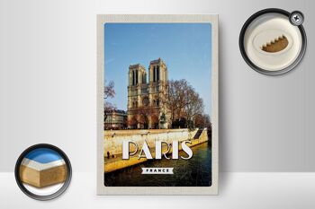 Panneau en bois voyage 12x18 cm Paris France Notre-Dame voyage 2
