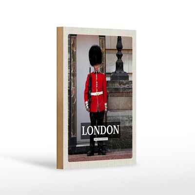 Cartello in legno da viaggio 12x18 cm Guardia di sicurezza londinese Buckingham Palace