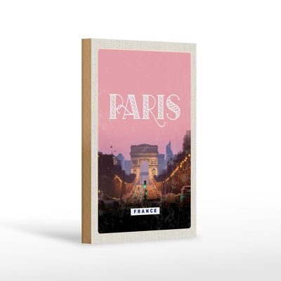 Cartello in legno da viaggio 12x18 cm Viaggio di architettura Parigi Francia