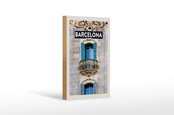 Panneau en bois voyage 12x18 cm Barcelone Espagne décoration de voyage balcon 1
