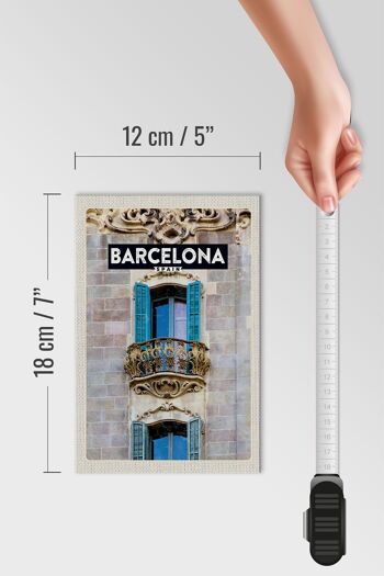 Panneau en bois voyage 12x18 cm Barcelone Espagne décoration de voyage balcon 4