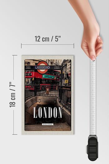 Panneau en bois voyage 12x18 cm London England Underground Train 4