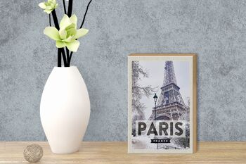 Panneau en bois voyage 12x18 cm Paris France Tour Eiffel neige 3