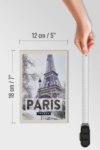 Panneau en bois voyage 12x18 cm Paris France Tour Eiffel neige 4
