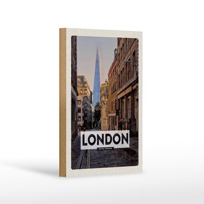 Cartel de madera viaje 12x18 cm Londres Reino Unido centro de la ciudad destino de viaje viaje