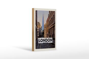 Panneau en bois voyage 12x18 cm Londres UK centre ville voyage destination voyage 1