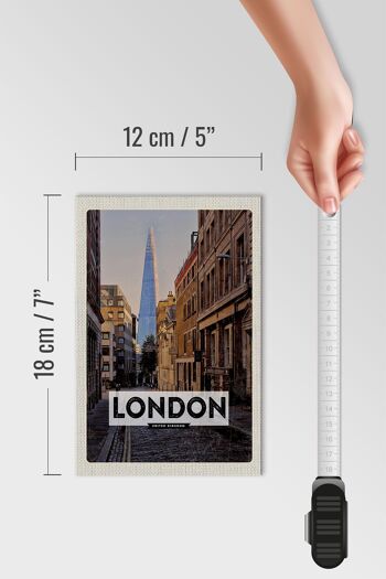 Panneau en bois voyage 12x18 cm Londres UK centre ville voyage destination voyage 4