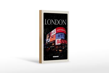 Panneau en bois voyage 12x18 cm Londres Angleterre Piccadilly City Night 1
