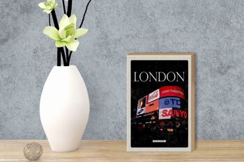 Panneau en bois voyage 12x18 cm Londres Angleterre Piccadilly City Night 3