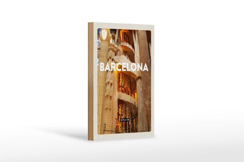 Holzschild Reise 12x18 cm Barcelona Spanien Mittelalter Bild