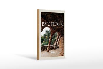 Panneau en bois voyage 12x18 cm décoration parc naturel Barcelone Espagne 1