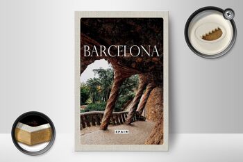 Panneau en bois voyage 12x18 cm décoration parc naturel Barcelone Espagne 2