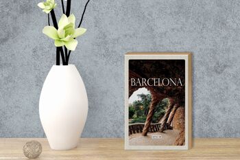 Panneau en bois voyage 12x18 cm décoration parc naturel Barcelone Espagne 3