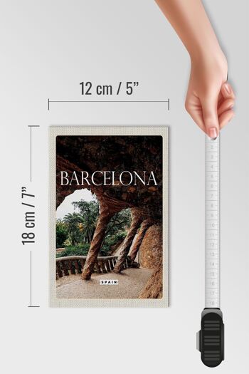 Panneau en bois voyage 12x18 cm décoration parc naturel Barcelone Espagne 4