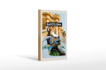 Panneau en bois Voyage 12x18 cm Barcelone Espagne Parc Voyage Décoration 1