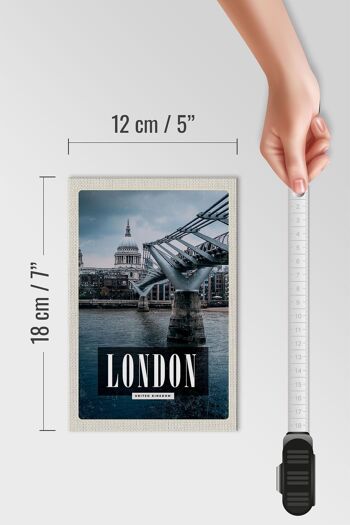 Panneau en bois voyage 12x18 cm Londres UK Millennium Bridge view 4