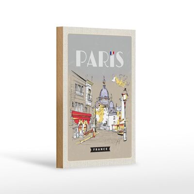 Cartel de madera viaje 12x18 cm París Francia pintura ciudad