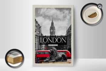 Panneau en bois voyage 12x18 cm Londres Angleterre Big Ben noir blanc 2
