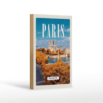 Cartel de madera viaje 12x18 cm París Francia Su Notre-Dame