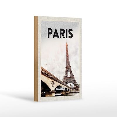 Cartel de madera viaje 12x18 cm París Francia Torre Eiffel Turismo
