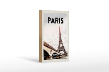 Panneau en bois voyage 12x18 cm Paris France Tour Eiffel Tourisme 1