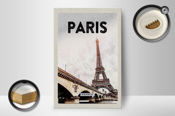 Panneau en bois voyage 12x18 cm Paris France Tour Eiffel Tourisme 2