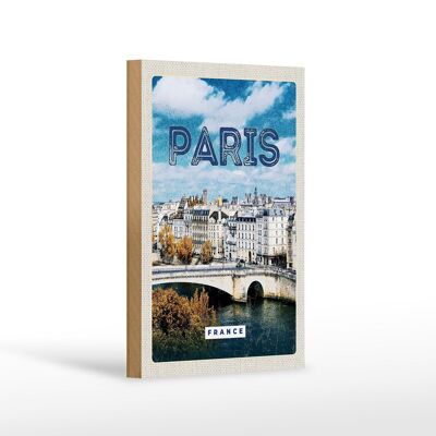 Cartel de madera viaje 12x18 cm París Francia Trip City Vintage