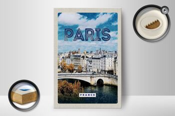 Panneau en bois voyage 12x18 cm Paris France Trip City Vintage 2
