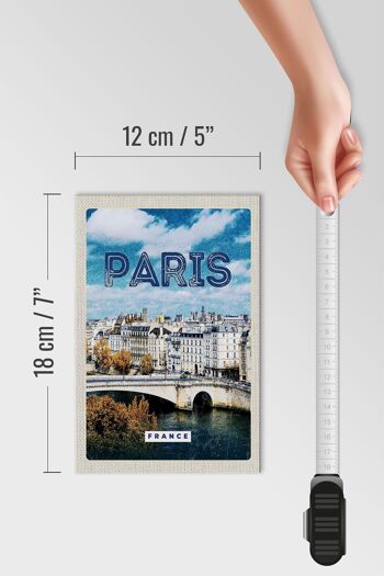 Panneau en bois voyage 12x18 cm Paris France Trip City Vintage 4