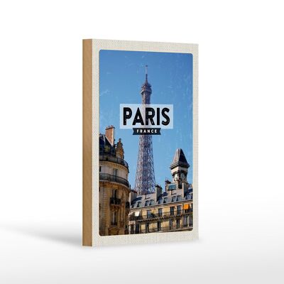 Cartel de madera viaje 12x18 cm París Francia Torre Eiffel ciudad