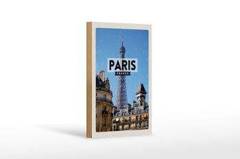Panneau en bois voyage 12x18 cm Paris France Tour Eiffel ville 1