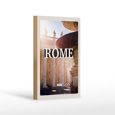 Panneau en bois voyage 12x18 cm Rome Italie fontaine décoration médiévale