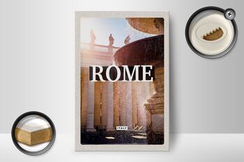 Panneau en bois voyage 12x18 cm Rome Italie fontaine décoration médiévale 2