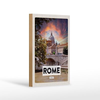 Cartel de madera Viaje 12x18 cm Roma Italia Río Catedral Decoración