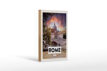 Panneau en bois voyage 12x18 cm, décoration de la cathédrale de Rome, Italie, rivière 1