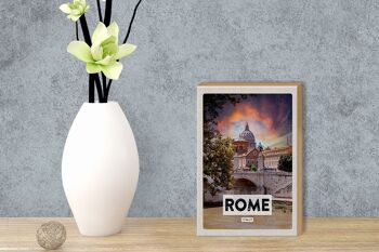 Panneau en bois voyage 12x18 cm, décoration de la cathédrale de Rome, Italie, rivière 3