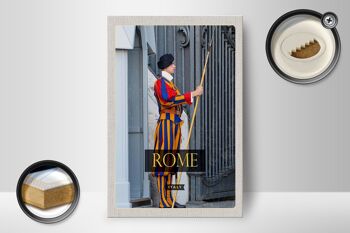 Panneau en bois voyage 12x18 cm Rome Italie gardien de sécurité décoration de voyage 2