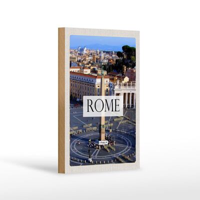 Panneau en bois voyage 12x18 cm Rome Italie Place Saint-Pierre vacances