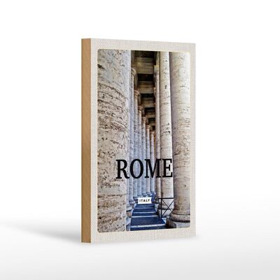 Cartello in legno da viaggio 12x18 cm Roma Italia Edificio medievale