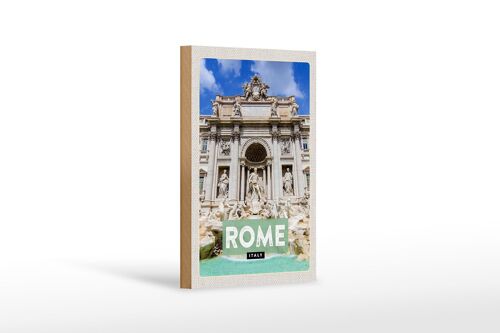 Holzschild Reise 12x18 cm Rom Italien Trevi Fountain Brunnen