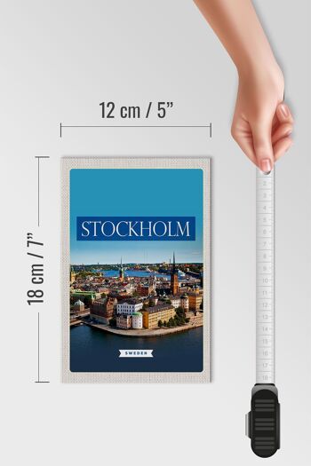 Panneau en bois voyage 12x18 cm Stockholm Suède cité médiévale 4