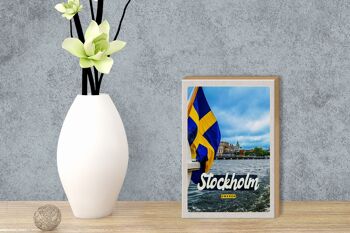 Panneau en bois voyage 12x18 cm Stockholm Suède porte de bateau mer 3