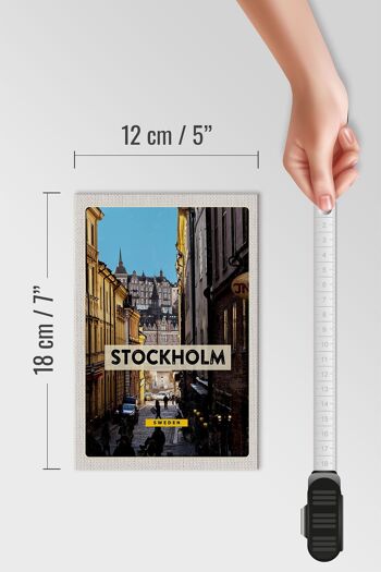 Panneau en bois voyage 12x18 cm Stockholm Suède voyage dans la vieille ville 4