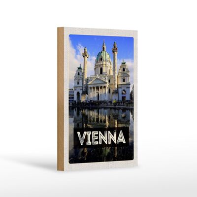 Cartello in legno da viaggio 12x18 cm Vienna Austria Karlskirche viaggio