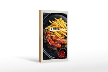 Panneau en bois Voyage 12x18 cm Berlin Allemagne Currywurst Food 1