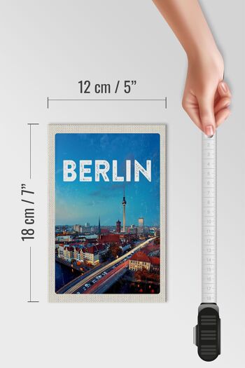 Panneau en bois voyage 12x18 cm Berlin Allemagne Tour de télévision 4