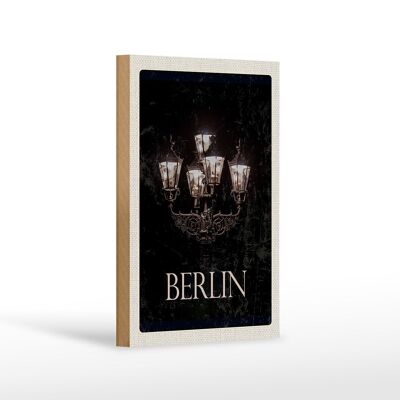 Targa in legno da viaggio 12x18 cm Berlino Germania bianco nero