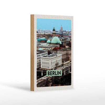 Targa in legno da viaggio 12x18 cm Berlino Germania vista Berlino
