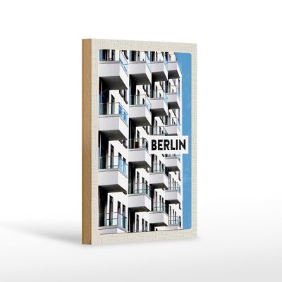 Cartel de madera viaje 12x18 cm Berlín Alemania Nuevo edificio Viaje